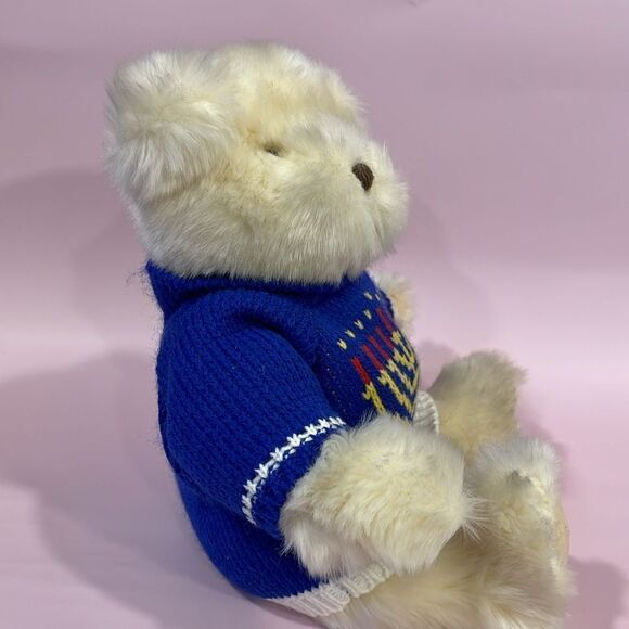 Russ Berrie 8” Plush White Hanukkah Teddy Bear Excellent Used Condition Like New - Picture 6 of 8